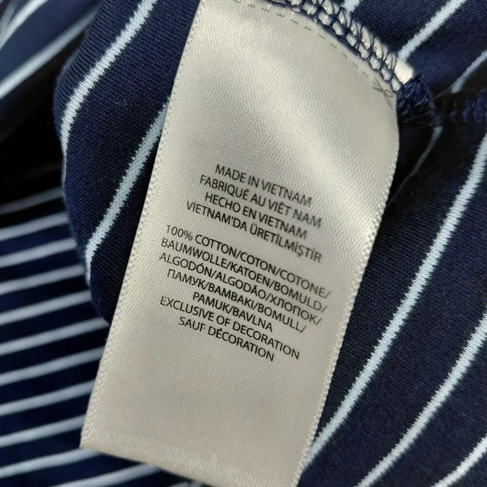 Polo Ralph Lauren Polo Shirt Mens 3XB Big Navy Blue Stripe Pony Cotton Jersey